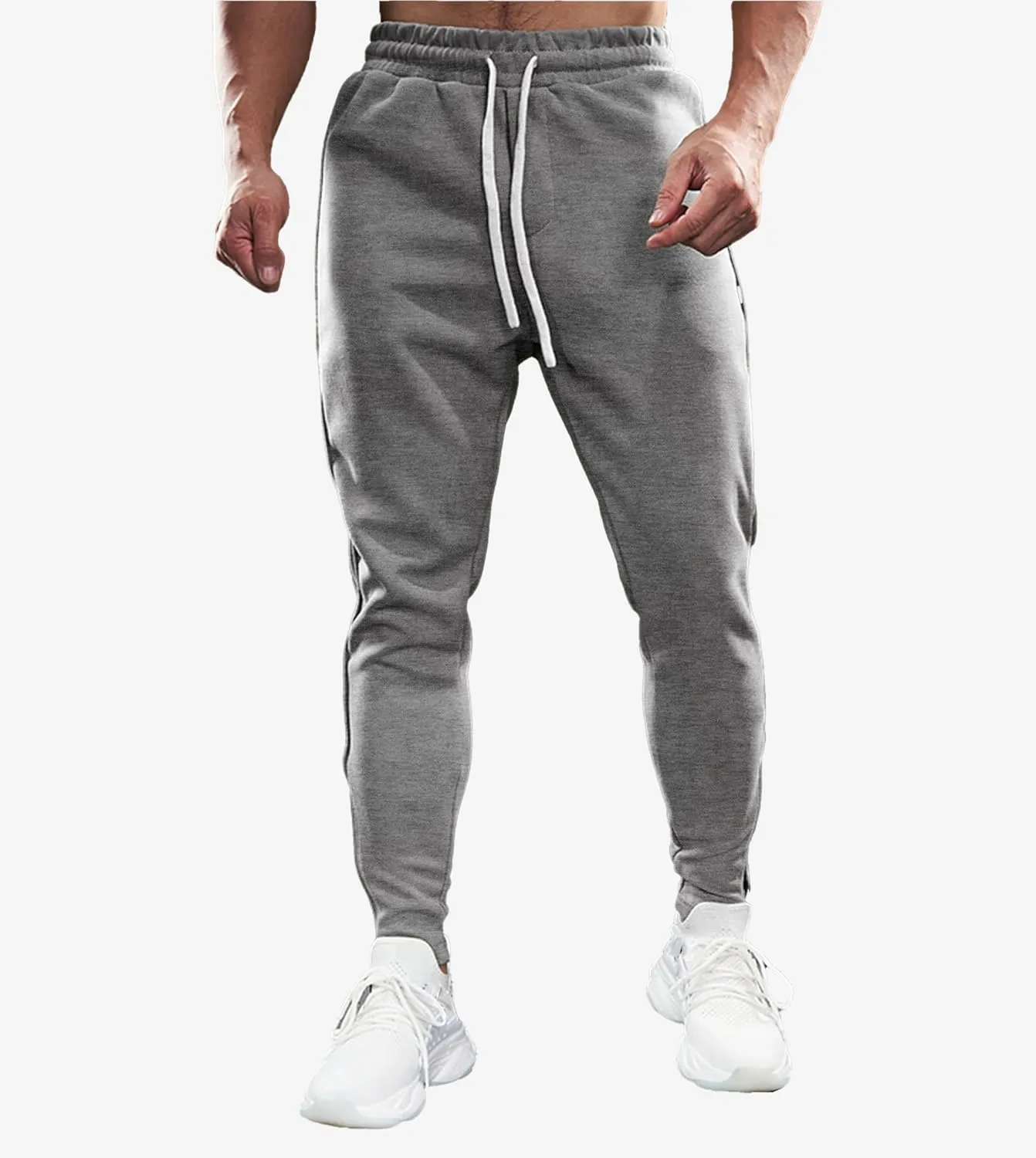 Fioboc Mens Joggers Weekend Performance Zip Ankle Jogger Athletic Sweatpants with Zipper Pockets Athletic Pant