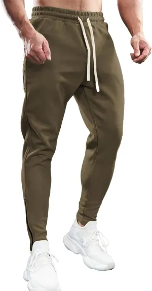 Fioboc Mens Joggers Weekend Performance Zip Ankle Jogger Athletic Sweatpants with Zipper Pockets Athletic Pant