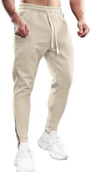 Fioboc Mens Joggers Weekend Performance Zip Ankle Jogger Athletic Sweatpants with Zipper Pockets Athletic Pant
