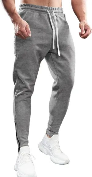 Fioboc Mens Joggers Weekend Performance Zip Ankle Jogger Athletic Sweatpants with Zipper Pockets Athletic Pant