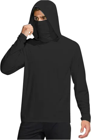 Fishing Shirt for Men UPF 50  UV Sun Shirts Outdoor Fishing Hoodie with Gaiter Long Sleeve Hiking Shirts Rash Guards