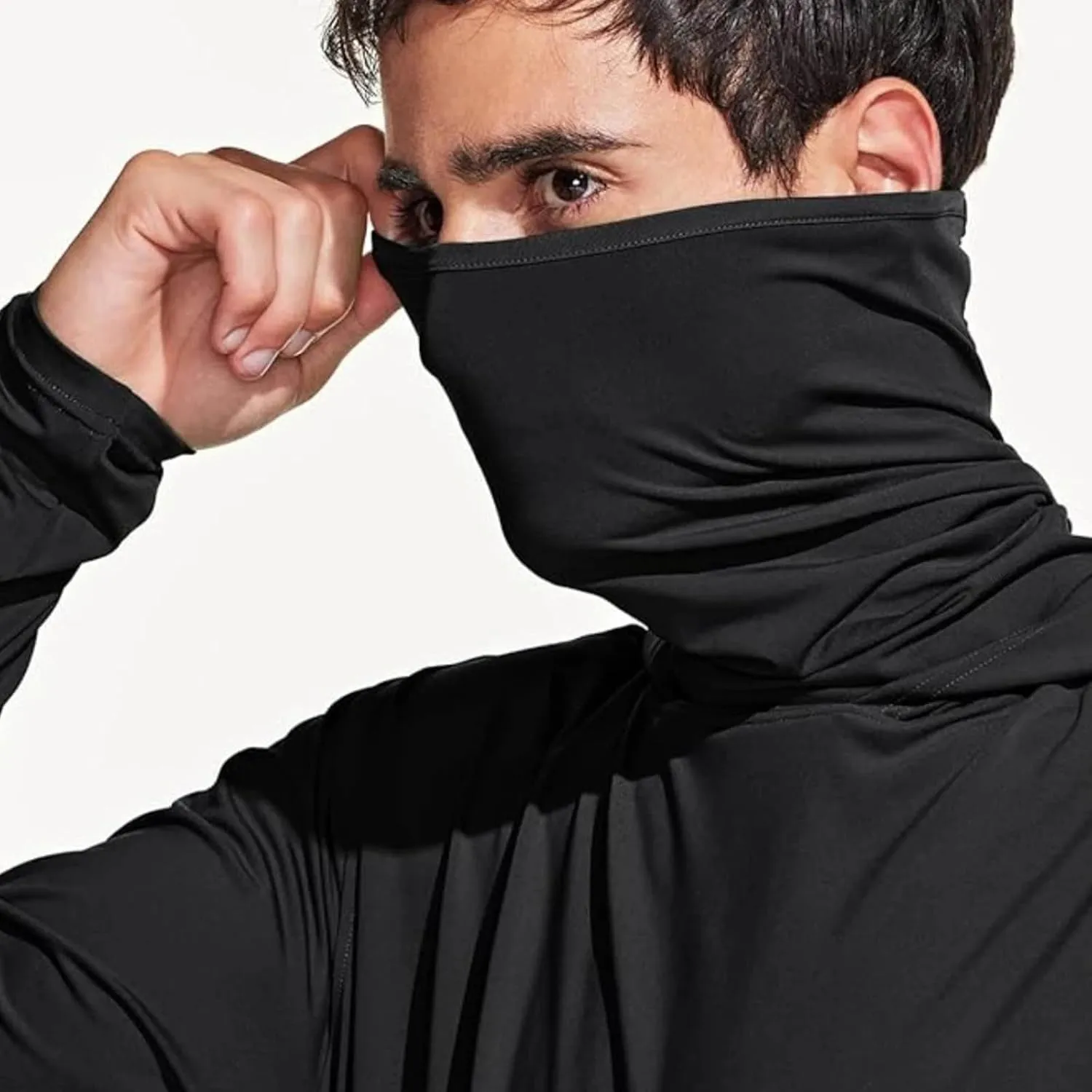Fishing Shirt for Men UPF 50  UV Sun Shirts Outdoor Fishing Hoodie with Gaiter Long Sleeve Hiking Shirts Rash Guards