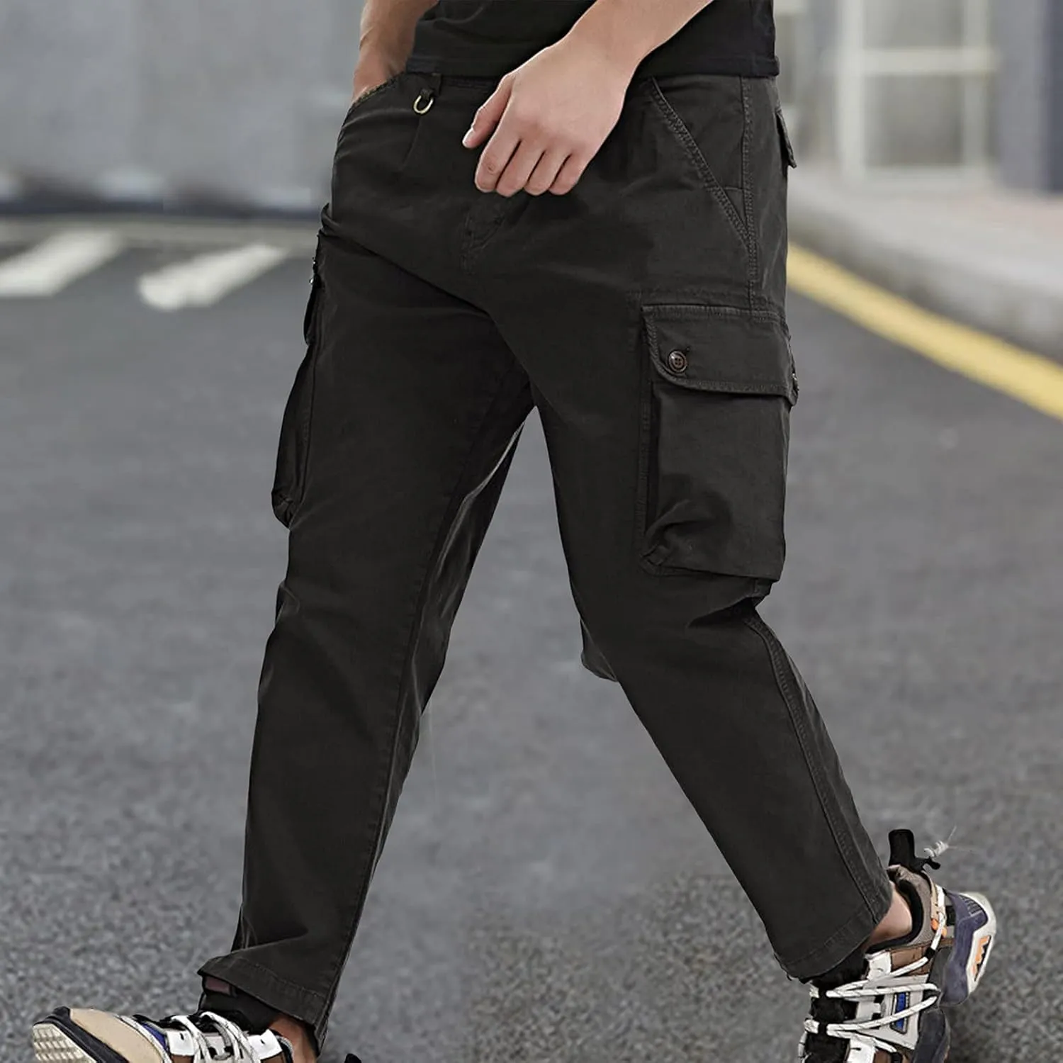 GIERIDUC Mens Casual Pants Relaxed Fit Black and White Plaid Pants Men's Mens Casual Pants Slim Fit Mens Long Jogging Pants