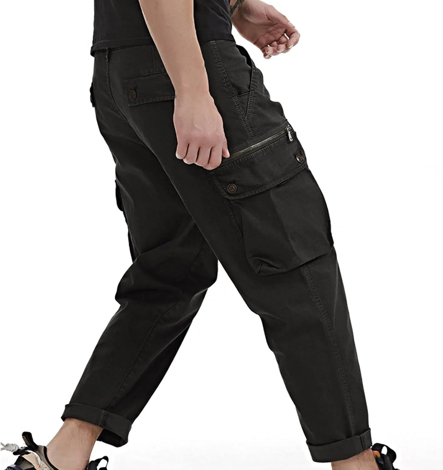 GIERIDUC Mens Casual Pants Relaxed Fit Black and White Plaid Pants Men's Mens Casual Pants Slim Fit Mens Long Jogging Pants