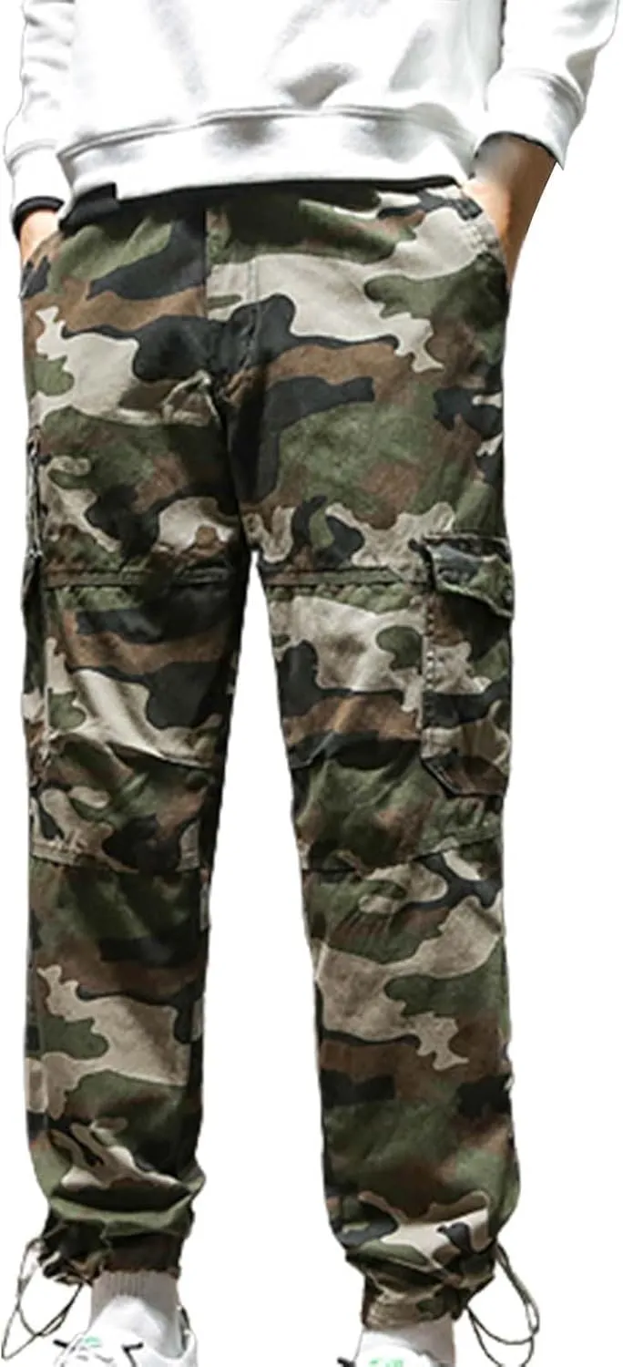 GIERIDUC Men's Paisley Pants Cargo Jogger Men's Tall Size Athletic Pants Mens Polyester Cargo Pants Relaxed Fit Cord Trouser