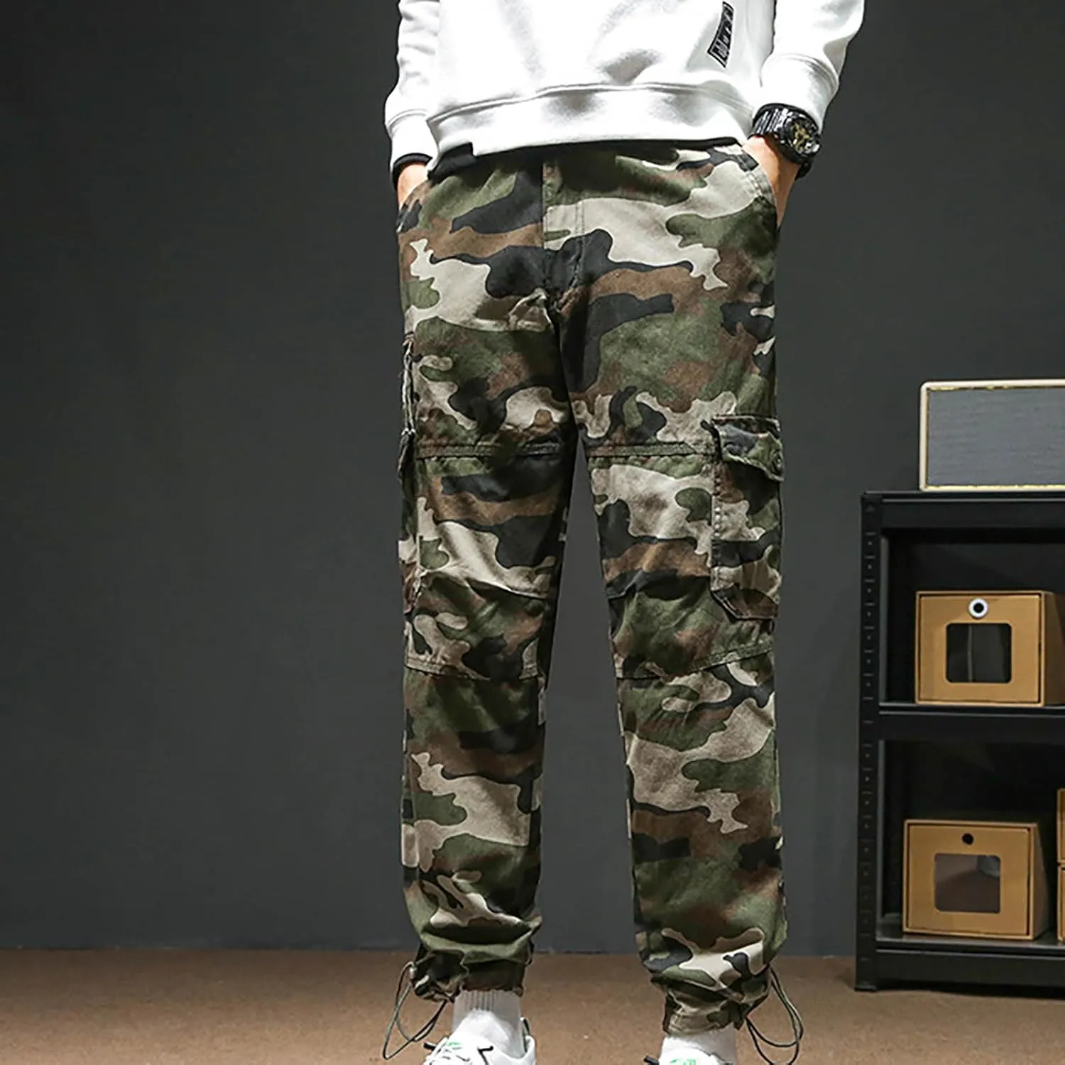GIERIDUC Men's Paisley Pants Cargo Jogger Men's Tall Size Athletic Pants Mens Polyester Cargo Pants Relaxed Fit Cord Trouser