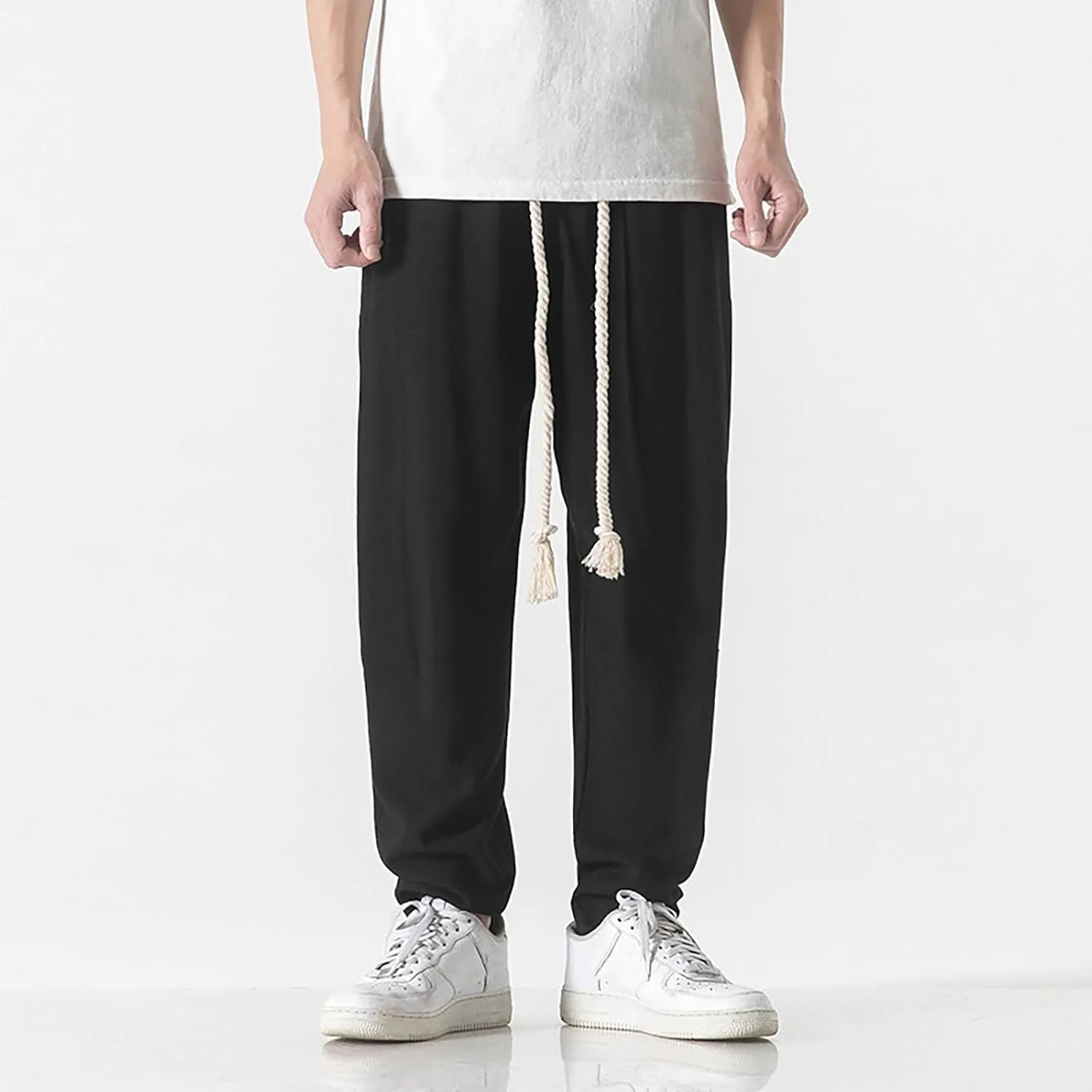GIERIDUC Men's Pleated Front Dress Pants Mens Big and Tall Thermal Pants Mens Cotton Exercise Pants Mens Cotton Jersey Pants
