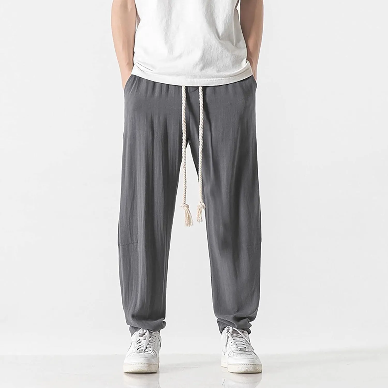 GIERIDUC Men's Pleated Front Dress Pants Mens Big and Tall Thermal Pants Mens Cotton Exercise Pants Mens Cotton Jersey Pants