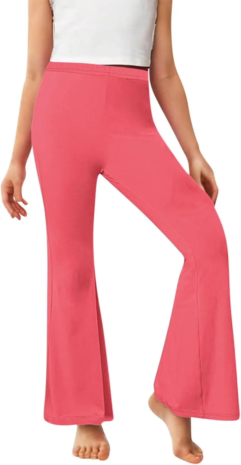 Girls Bell Bottom Stretch Yoga Pants High Waisted Flare Leggings Workout Lounge Trousers 2-13Y