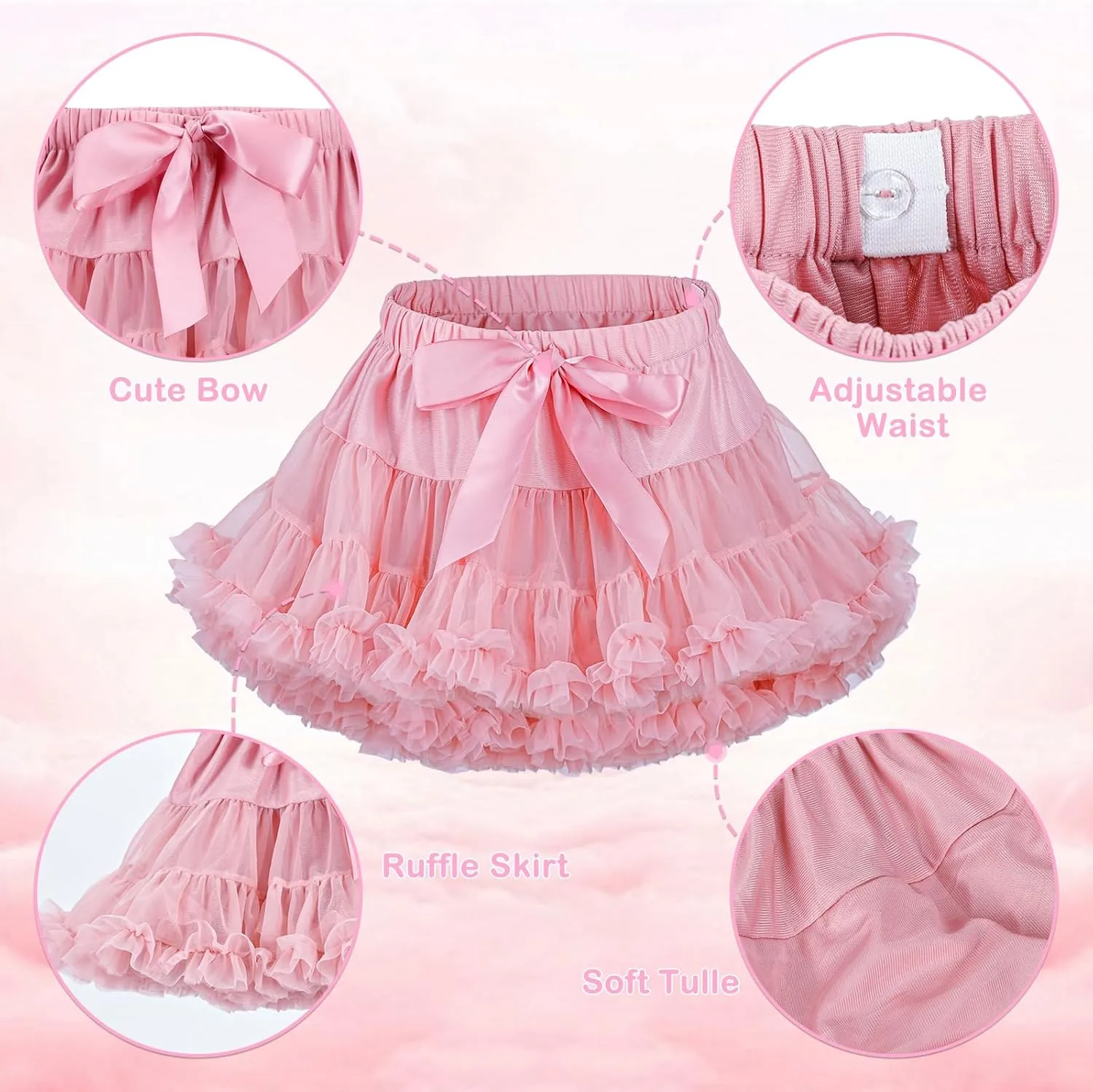 Girls Tutu Dress Layered Tulle Ruffle Skirt Princess Tutu Dance Outfit Party Birthday