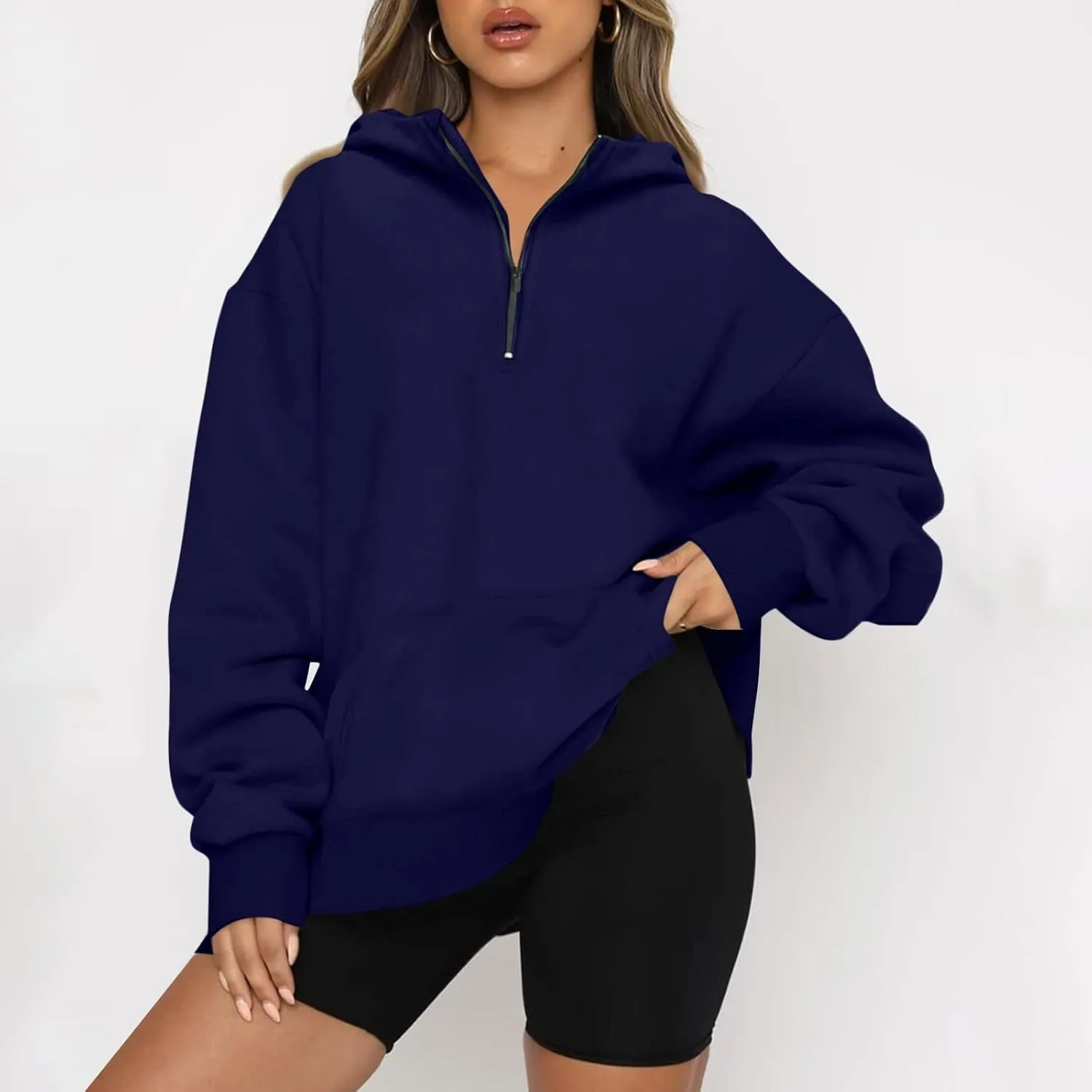 GOFULY 1/4 Zip Sweatshirt Women Lightweight Fall Solid Oversized Sweatshirts Y2K Long Sleeve Pullover Winter Cute Pullover
