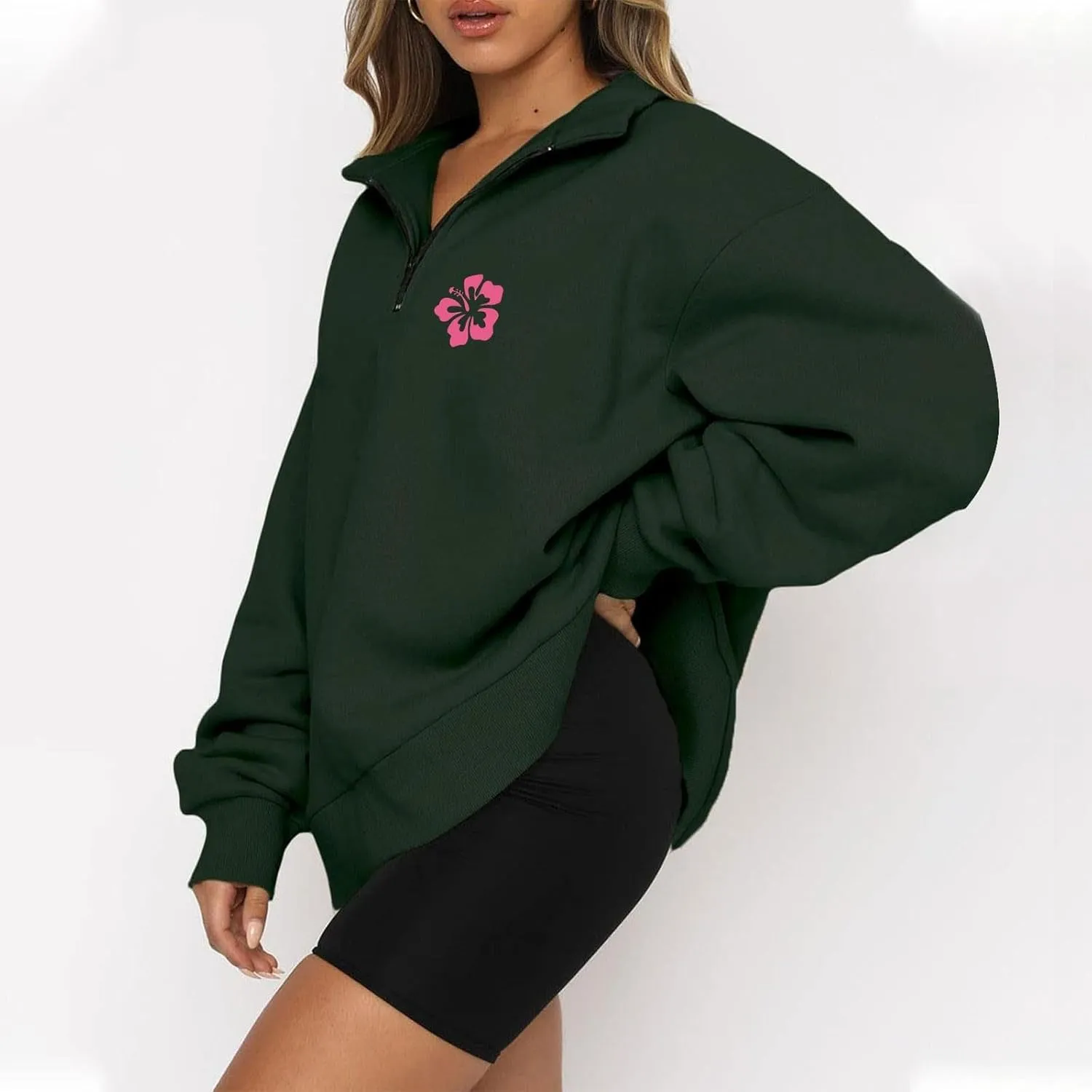 GOFULY Sweatshirt Women Oversized Fall 1/4 Zip Sweatshirt No Hoodie Winter Solid Long Sleeve Shirts Vintage Pullover Sweaters