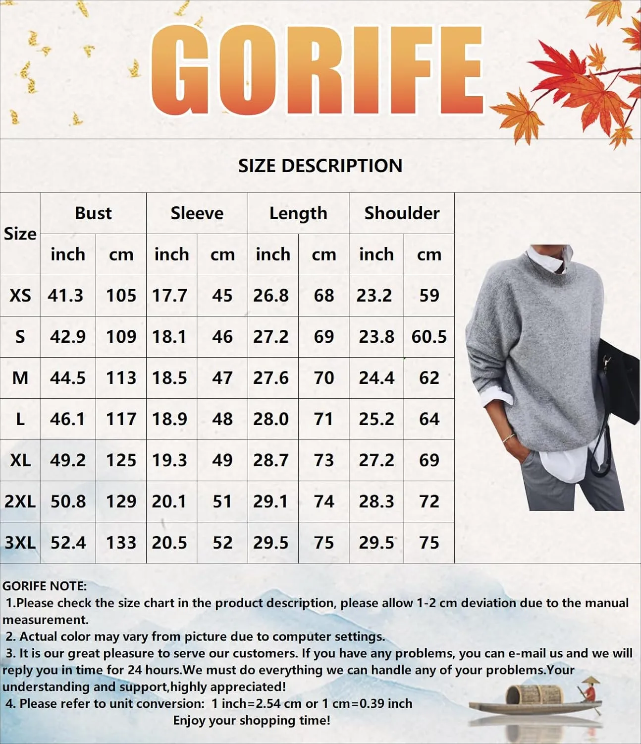 GORIFE Women's Winter Loose Sweaters Lapel Collar 2 in 1 Style Blouse Solid Long Sleeve Pullovers