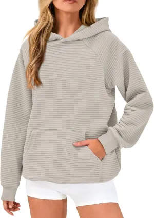 Hoodies For Teen Girls Long Sleeve Western Sweatshirts Knit Fall Sweaters Casual Solid Tunic Pullover With Pocket