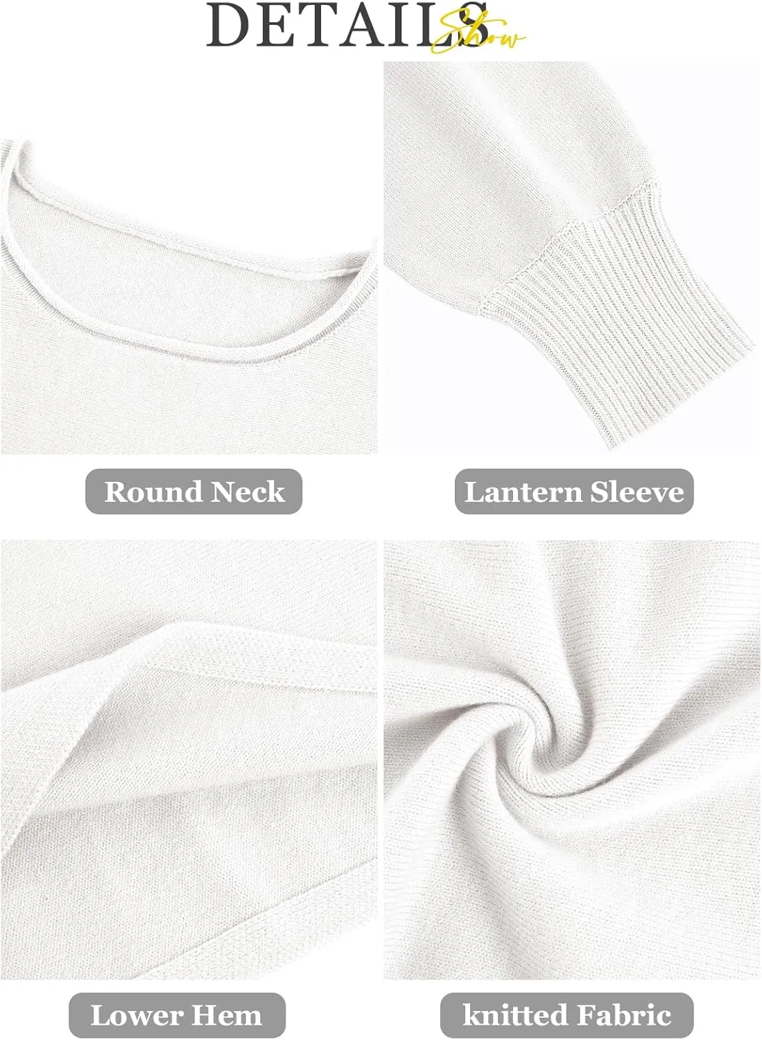 Imily Bela Cropped Sweaters for Women Lantern Long Sleeve Crop Top Slouchy Trendy Loose Crewneck Pullover Sweater