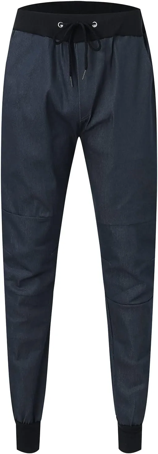 Jeans Fashion Trousers Pocket Drawstring Waist Solid Color Slim Toe Jeans Pants Straight Mid Rise Jeans Men's Pants