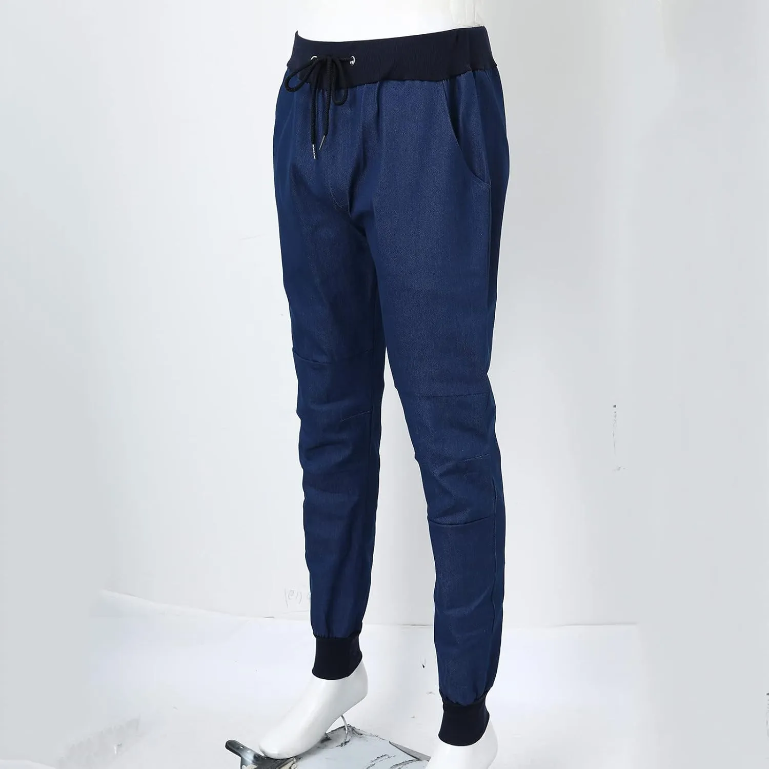 Jeans Fashion Trousers Pocket Drawstring Waist Solid Color Slim Toe Jeans Pants Straight Mid Rise Jeans Men's Pants