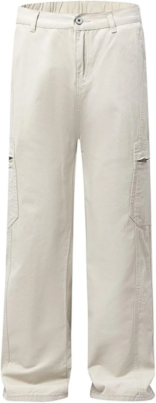 Jeans for Men Relaxed Fit Hip Hop Star Pants Denim Loose Goth Fashion Streetwear Straight Mid Rise Jeans Men's