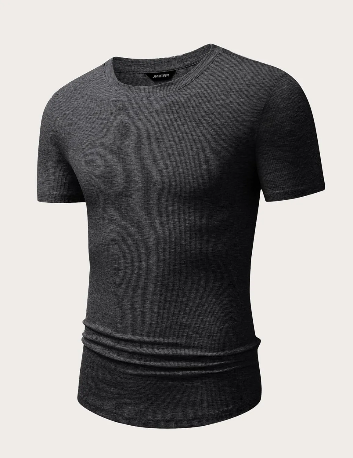 JMIERR Mens Short Sleeve T Shirt Summer Muscle Slim Fitted Crewneck Longline Tees Shirts for Gym Workout