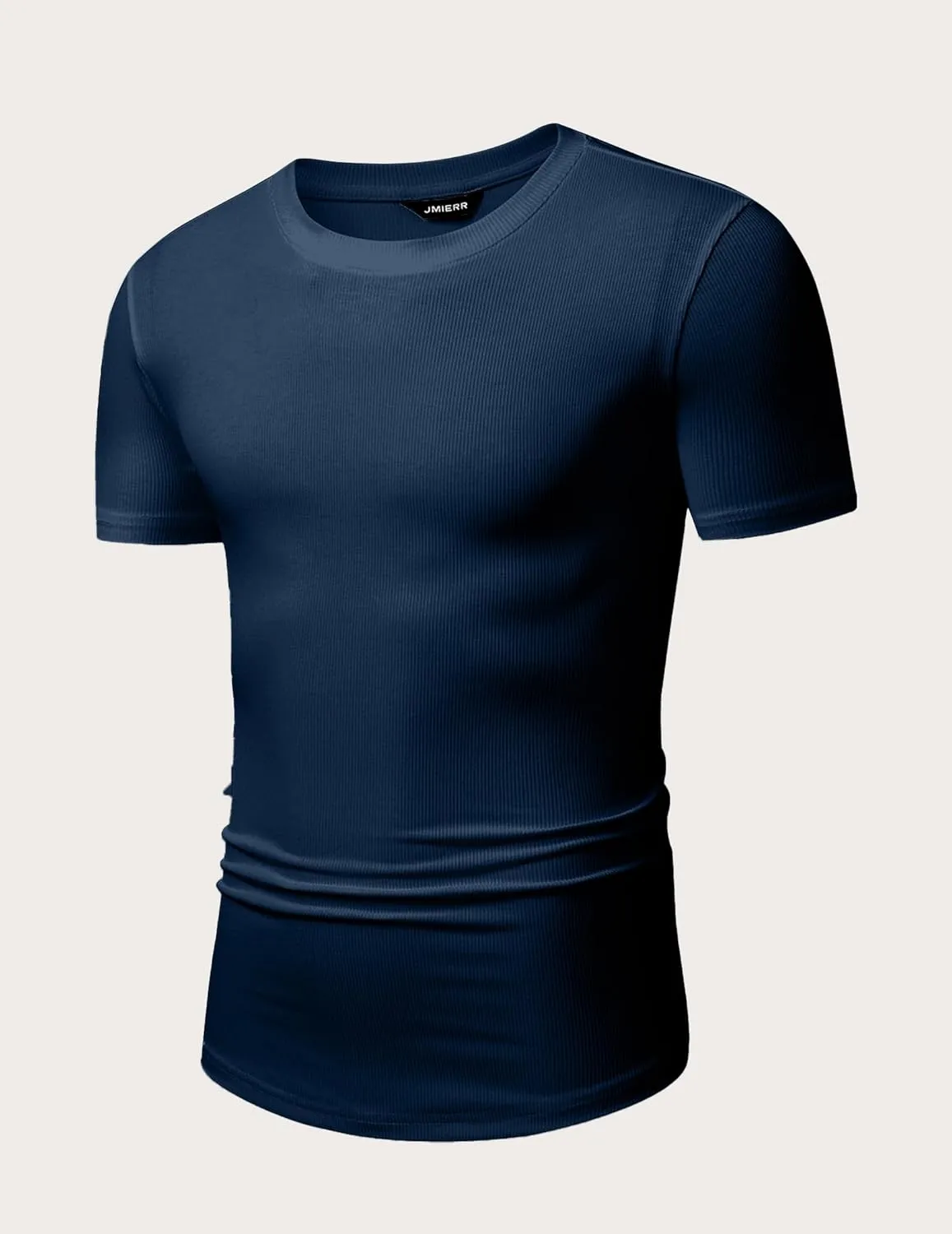 JMIERR Mens Short Sleeve T Shirt Summer Muscle Slim Fitted Crewneck Longline Tees Shirts for Gym Workout