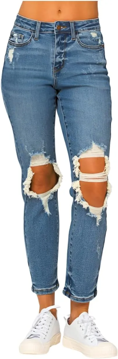 Judy Blue High Rise Distressed Boyfriend Jeans