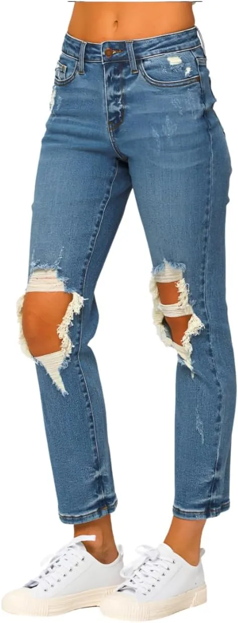 Judy Blue High Rise Distressed Boyfriend Jeans