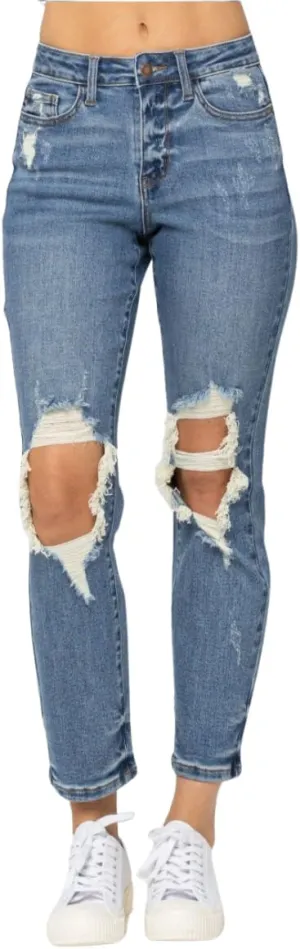Judy Blue High Rise Distressed Boyfriend Jeans