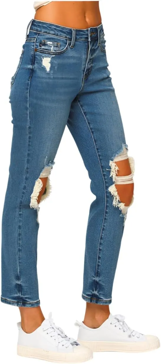 Judy Blue High Rise Distressed Boyfriend Jeans