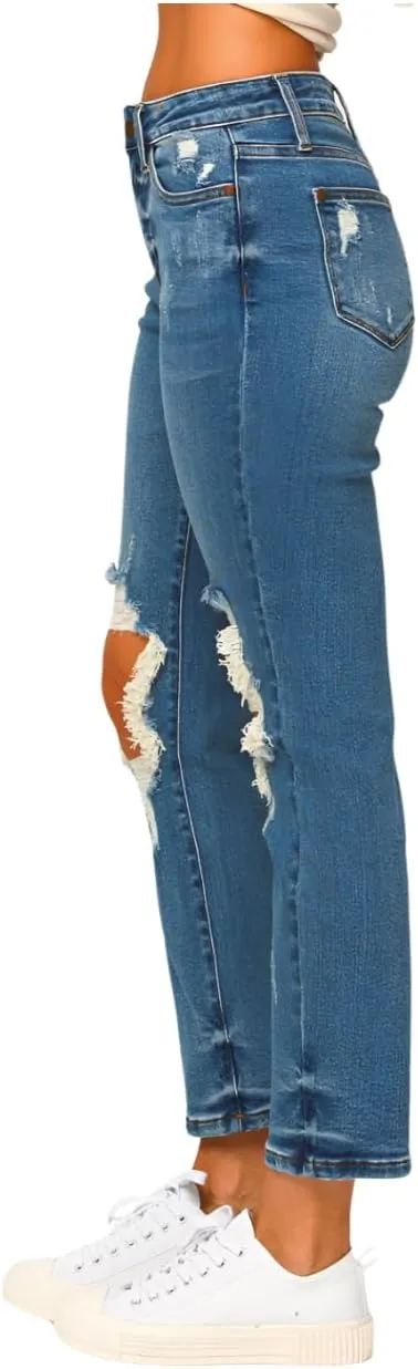 Judy Blue High Rise Distressed Boyfriend Jeans