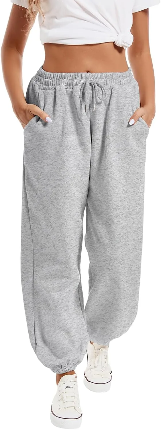KEEVICI Women's Dragon Print Sweatpants High Waisted Joggers Yoga Workout Sports Gray Elastic Waist Pants with Pockets
