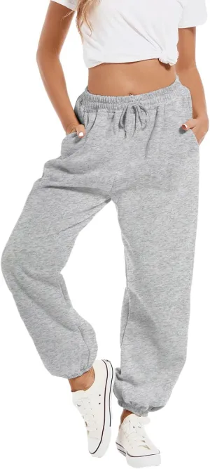 KEEVICI Women's Dragon Print Sweatpants High Waisted Joggers Yoga Workout Sports Gray Elastic Waist Pants with Pockets