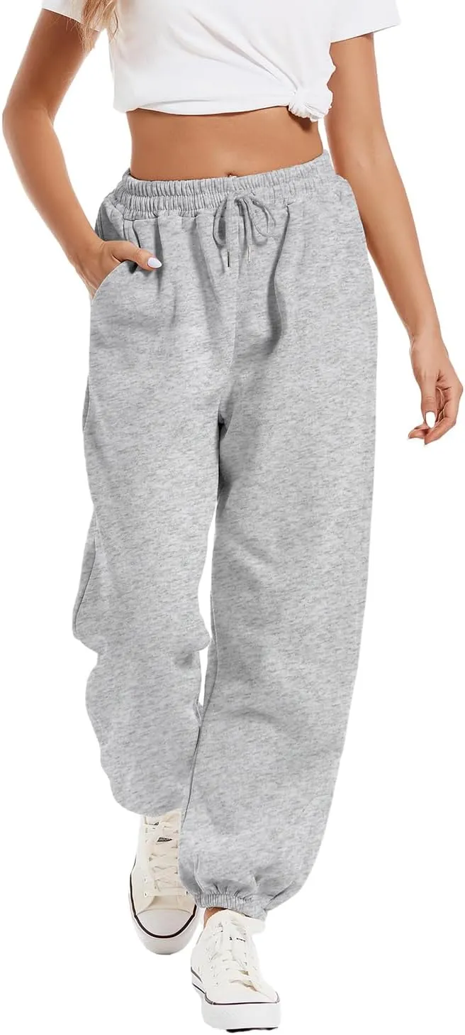 KEEVICI Women's Dragon Print Sweatpants High Waisted Joggers Yoga Workout Sports Gray Elastic Waist Pants with Pockets
