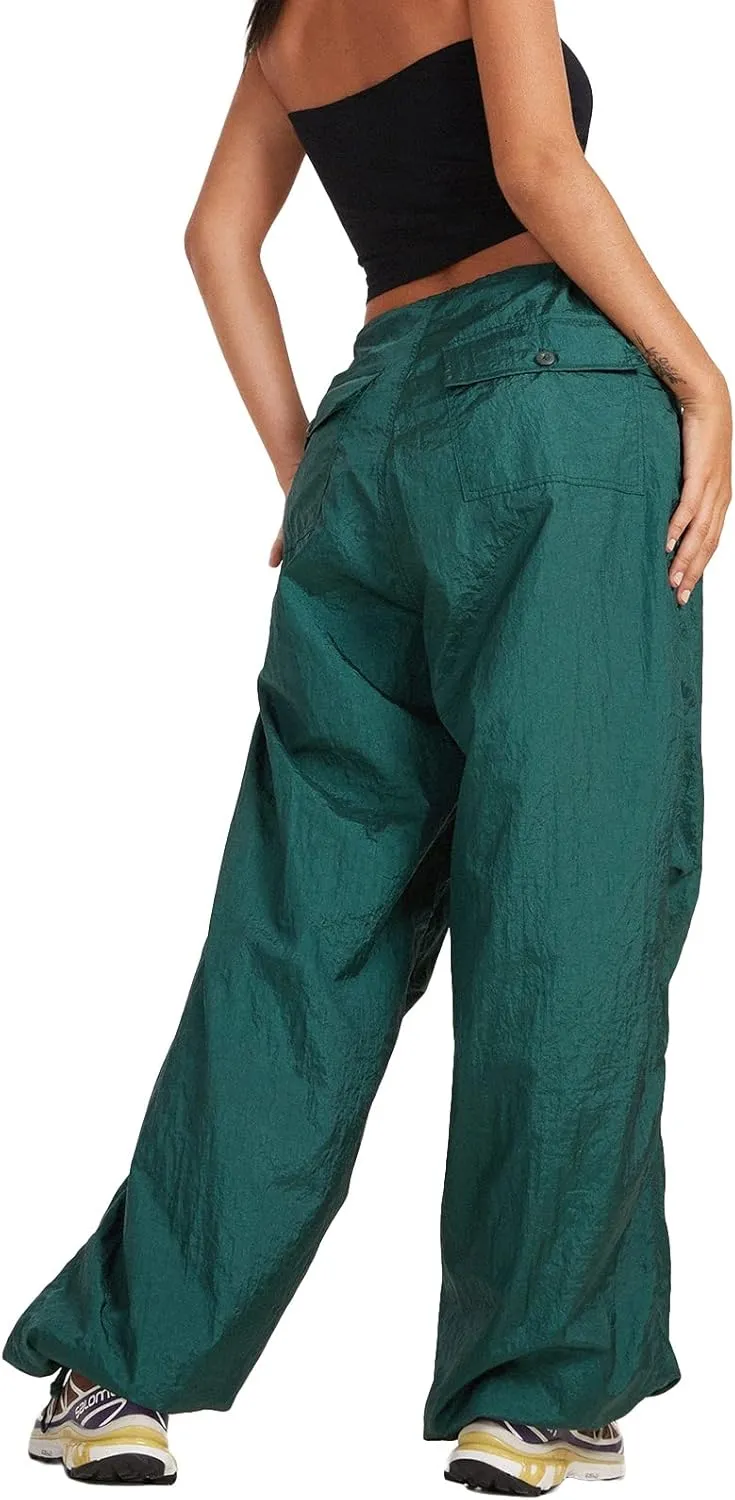 KMBANGI Women Oversized Cargo Pants Drawstrings Casual Loose Wide Leg Trousers Baggy Low Waist Sweatpants Cinch Joggers