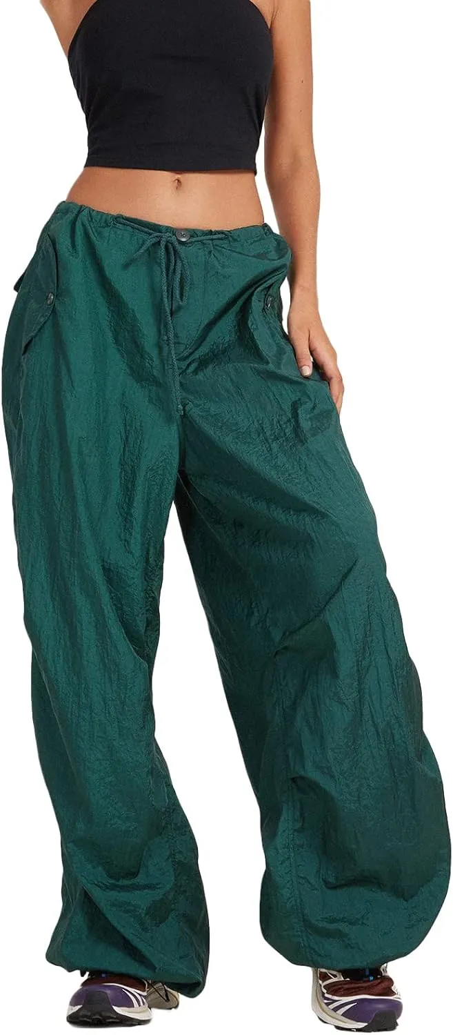 KMBANGI Women Oversized Cargo Pants Drawstrings Casual Loose Wide Leg Trousers Baggy Low Waist Sweatpants Cinch Joggers
