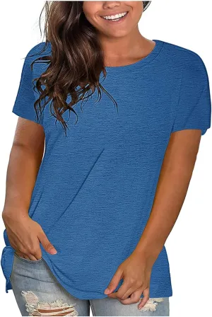 Lastesso Womens Tshirts Basic Solid Oversized Pullovers Casual Crewneck Short Sleeve Summer Tees Shirt Soft Homewewar