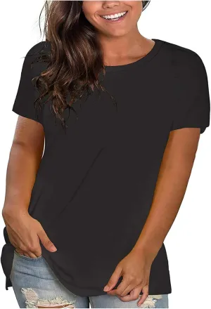 Lastesso Womens Tshirts Basic Solid Oversized Pullovers Casual Crewneck Short Sleeve Summer Tees Shirt Soft Homewewar