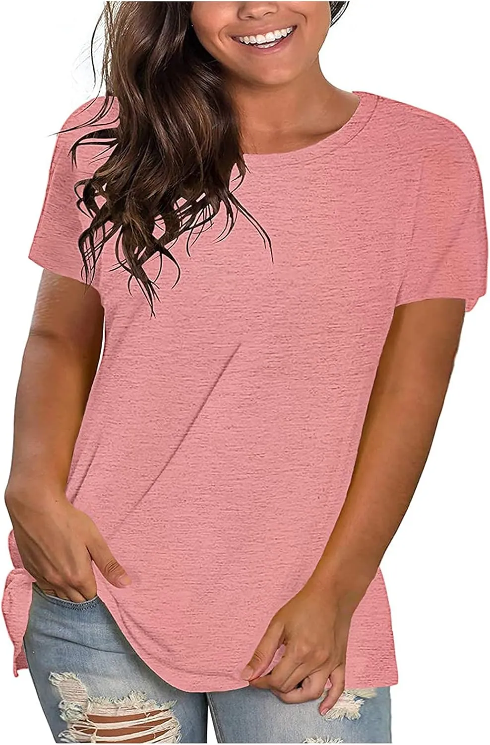 Lastesso Womens Tshirts Basic Solid Oversized Pullovers Casual Crewneck Short Sleeve Summer Tees Shirt Soft Homewewar