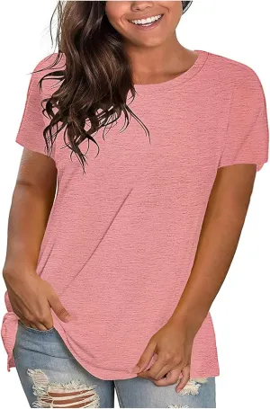 Lastesso Womens Tshirts Basic Solid Oversized Pullovers Casual Crewneck Short Sleeve Summer Tees Shirt Soft Homewewar