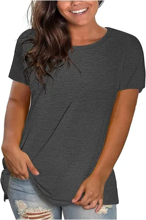 Lastesso Womens Tshirts Basic Solid Oversized Pullovers Casual Crewneck Short Sleeve Summer Tees Shirt Soft Homewewar