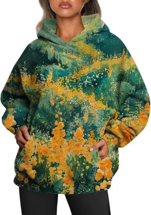MARSVOVO Womens Camo Hoodie Maple Leaf Print Hoodie Cute Plus Size Graphic Hoodies Pullover Sweatshirt Fall Clothes