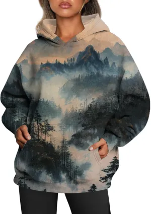 MARSVOVO Womens Camo Hoodie Maple Leaf Print Hoodie Cute Plus Size Graphic Hoodies Pullover Sweatshirt Fall Clothes