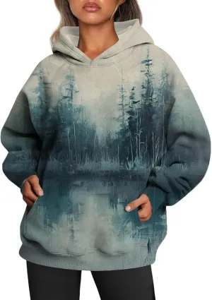 MARSVOVO Womens Camo Hoodie Maple Leaf Print Hoodie Cute Plus Size Graphic Hoodies Pullover Sweatshirt Fall Clothes