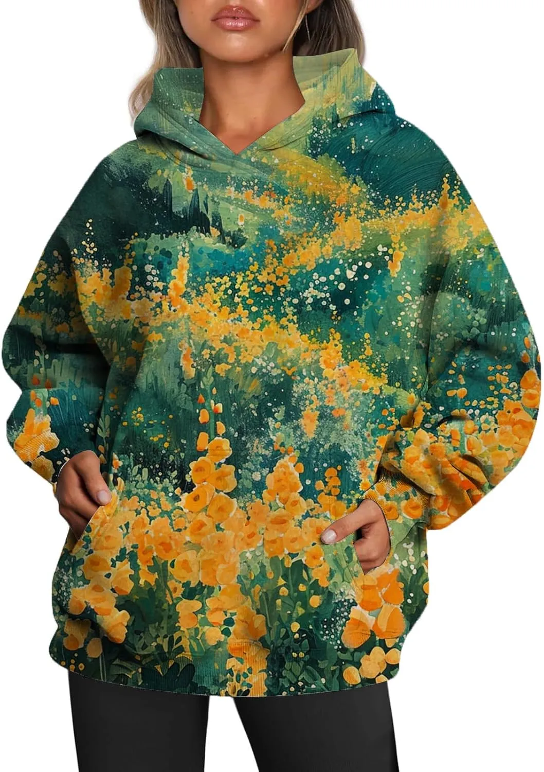 MARSVOVO Womens Camo Hoodie Maple Leaf Print Hoodie Cute Plus Size Graphic Hoodies Pullover Sweatshirt Fall Clothes