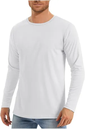 Men Long Sleeve Shirts Sun Protective Summer T Shirts Crew Neck Hiking Tee Shirts Comfy Breathable Tees for Running