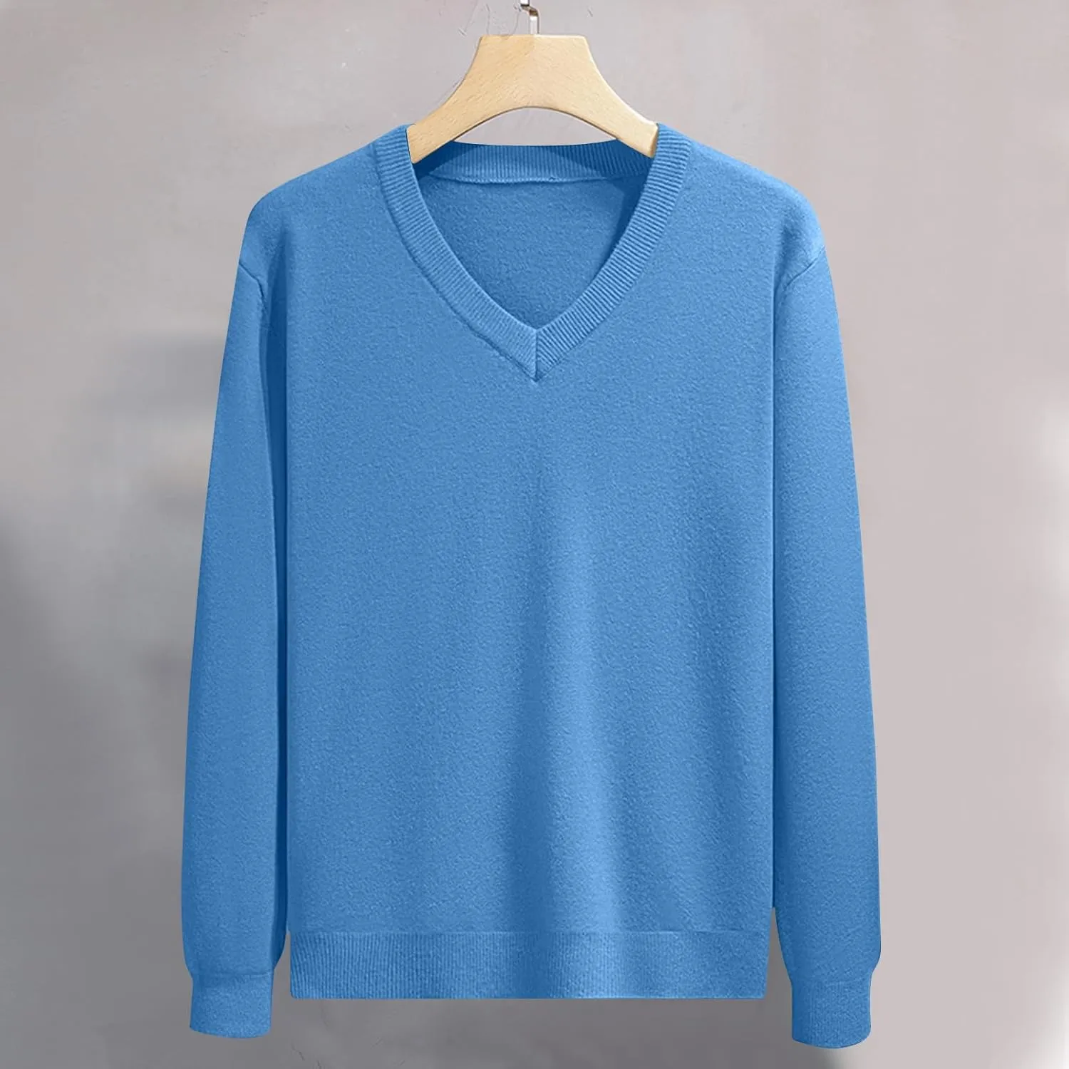 Men Long Sleeve Sweaters Fashion V Neck Waffle Knit Sweater Tops Fall 2024 Outfits Loose Jumper Pullover