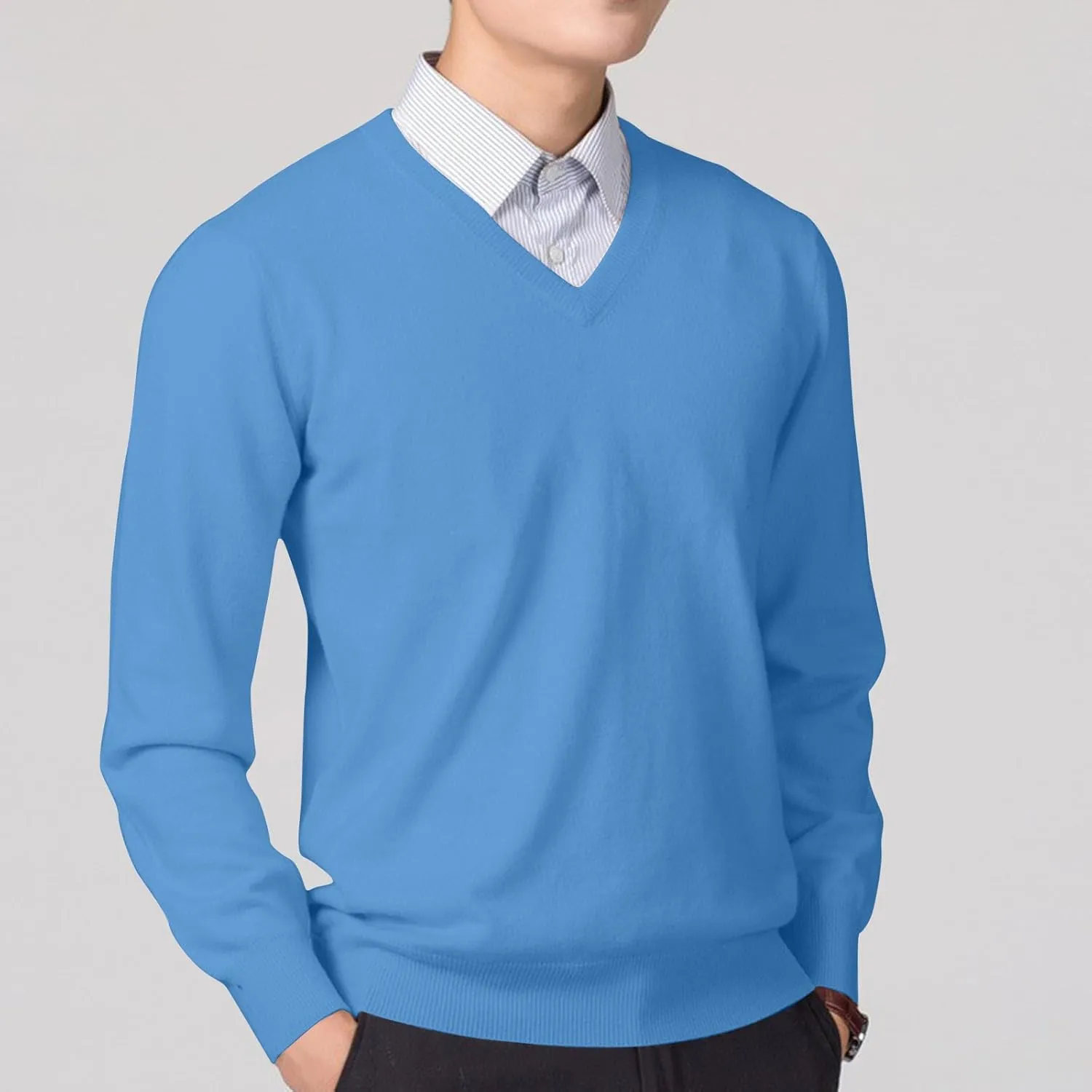 Men Long Sleeve Sweaters Fashion V Neck Waffle Knit Sweater Tops Fall 2024 Outfits Loose Jumper Pullover