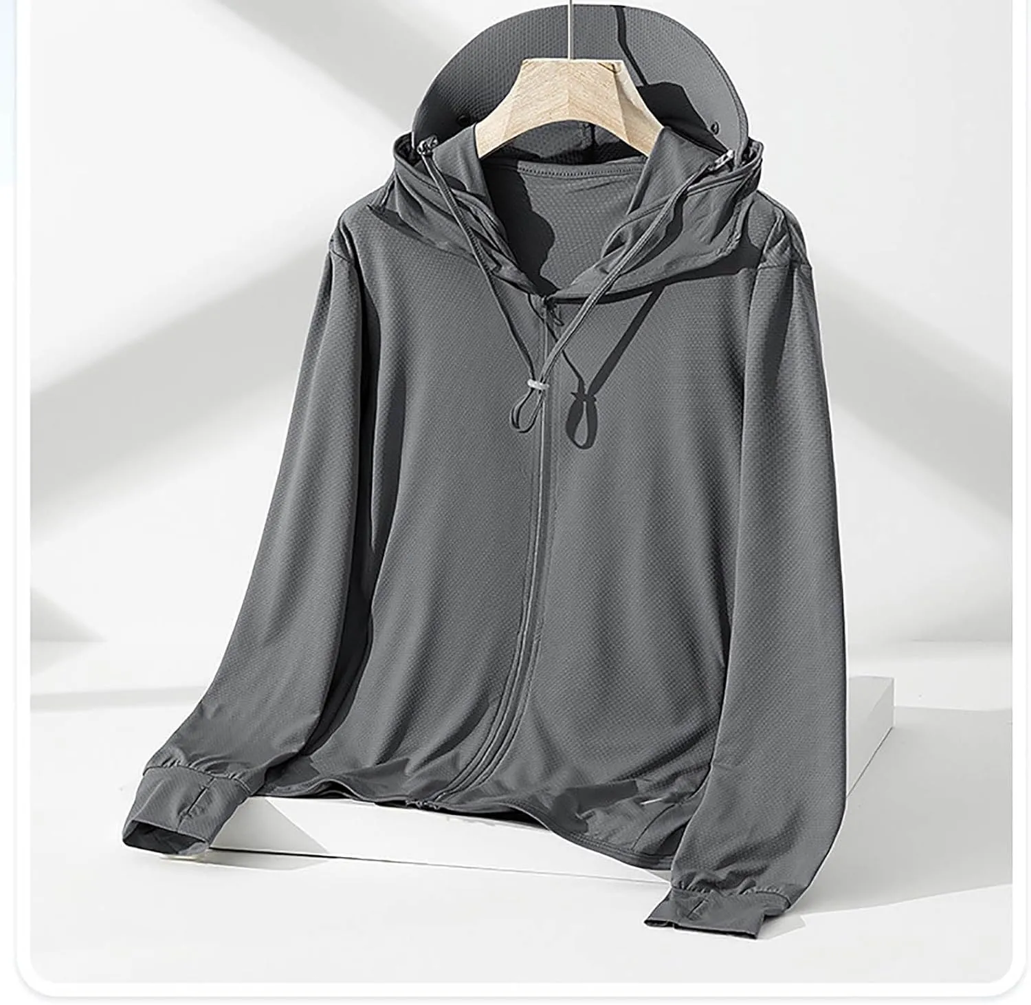 Men UPF 50 Light Jacket Zip Up Hoodie Breathable Long Sleeve SPF Fishing Hiking UV Sun Shirts Sun Protection Clothing