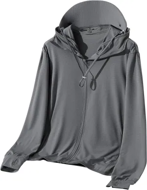 Men UPF 50 Light Jacket Zip Up Hoodie Breathable Long Sleeve SPF Fishing Hiking UV Sun Shirts Sun Protection Clothing