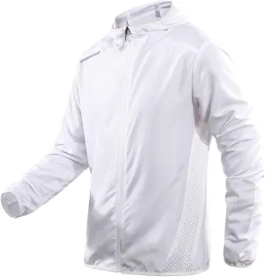 Men UPF 50  Sun Protection Light Jacket Outdoor Full Zip Hoodie Long Sleeve Athletic Fishing Hiking Performance Shirt