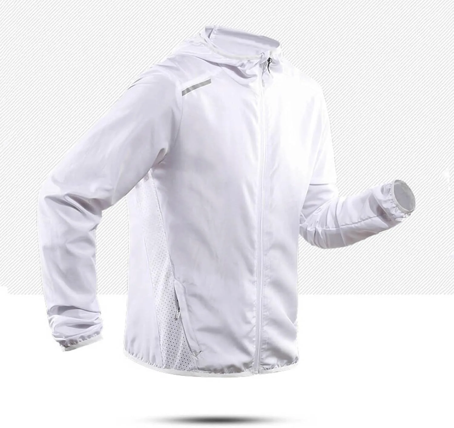Men UPF 50  Sun Protection Light Jacket Outdoor Full Zip Hoodie Long Sleeve Athletic Fishing Hiking Performance Shirt